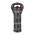 Black And White Indian Elephant Print Single Neoprene Wine Tote