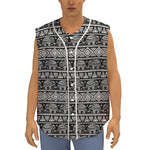 Black And White Indian Elephant Print Sleeveless Baseball Jersey