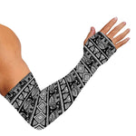 Black And White Indian Elephant Print Sun Protection Arm Sleeves