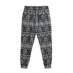 Black And White Indian Elephant Print Sweatpants
