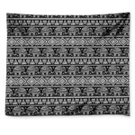 Black And White Indian Elephant Print Tapestry