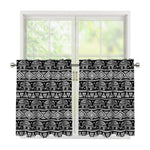 Black And White Indian Elephant Print Tier Curtains
