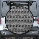 Black And White Indian Elephant Print Tire Cover