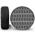 Black And White Indian Elephant Print Tire Cover