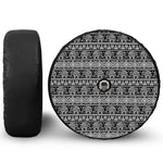 Black And White Indian Elephant Print Tire Cover With Camera Hole