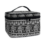 Black And White Indian Elephant Print Travel Makeup Bag