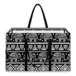 Black And White Indian Elephant Print Utility Tote Bag