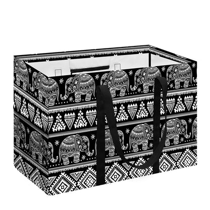 Black And White Indian Elephant Print Utility Tote Bag