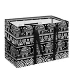 Black And White Indian Elephant Print Utility Tote Bag