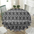 Black And White Indian Elephant Print Waterproof Round Tablecloth
