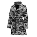 Black And White Indian Elephant Print Women's Bathrobe