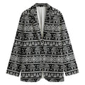 Black And White Indian Elephant Print Women's Blazer