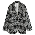 Black And White Indian Elephant Print Women's Blazer