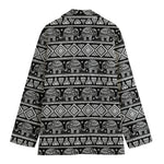 Black And White Indian Elephant Print Women's Blazer