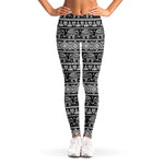 Black And White Indian Elephant Print Women's Leggings