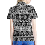Black And White Indian Elephant Print Women's Polo Shirt