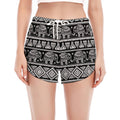 Black And White Indian Elephant Print Women's Split Running Shorts