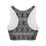 Black And White Indian Elephant Print Women's Sports Bra