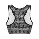 Black And White Indian Elephant Print Women's Sports Bra