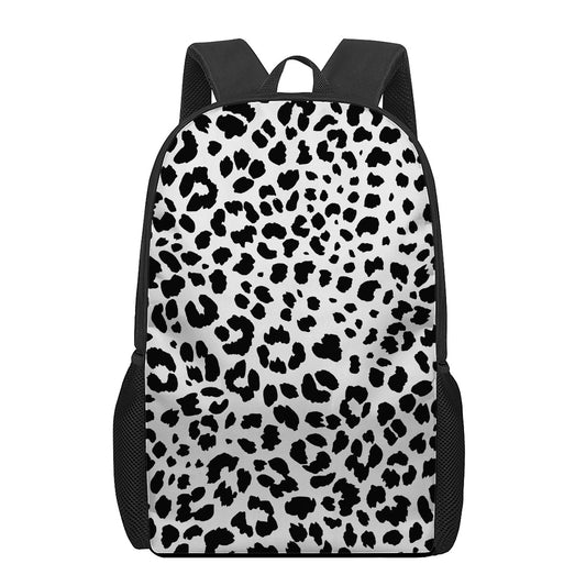 Black And White Jaguar Pattern Print 17 Inch Backpack