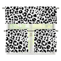 Black And White Jaguar Pattern Print 3 Piece Kitchen Curtains