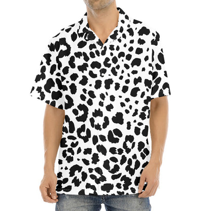 Black And White Jaguar Pattern Print Aloha Shirt