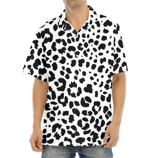 Black And White Jaguar Pattern Print Aloha Shirt