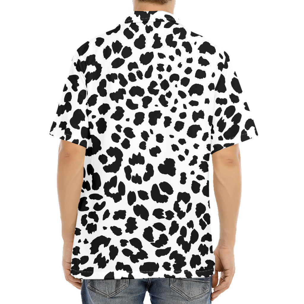 Black And White Jaguar Pattern Print Aloha Shirt