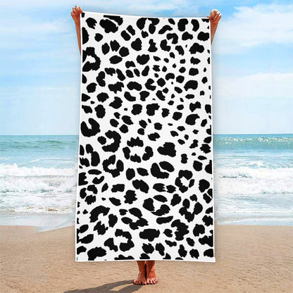 Black And White Jaguar Pattern Print Beach Towel