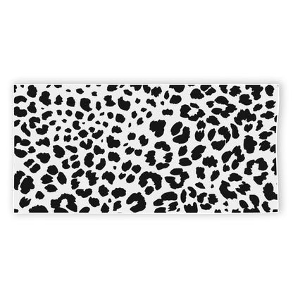 Black And White Jaguar Pattern Print Beach Towel