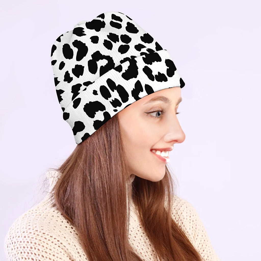 Black And White Jaguar Pattern Print Beanie
