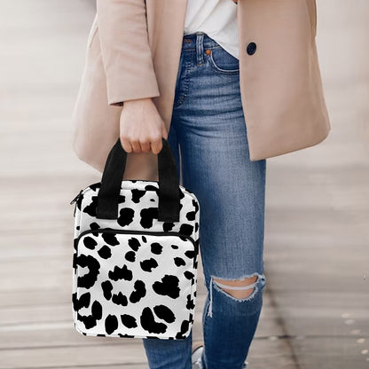 Black And White Jaguar Pattern Print Bible Tote Bag
