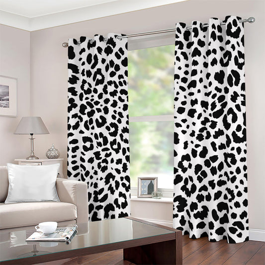 Black And White Jaguar Pattern Print Blackout Grommet Curtains