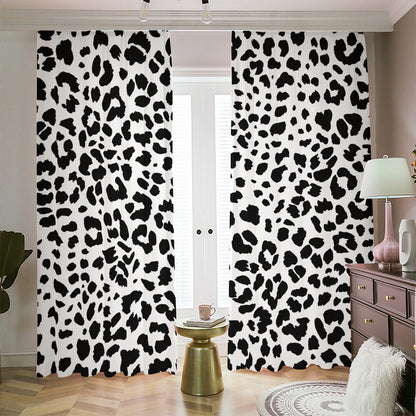 Black And White Jaguar Pattern Print Blackout Pencil Pleat Curtains
