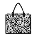 Black And White Jaguar Pattern Print Canvas Tote Bag
