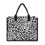 Black And White Jaguar Pattern Print Canvas Tote Bag