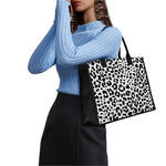 Black And White Jaguar Pattern Print Canvas Tote Bag