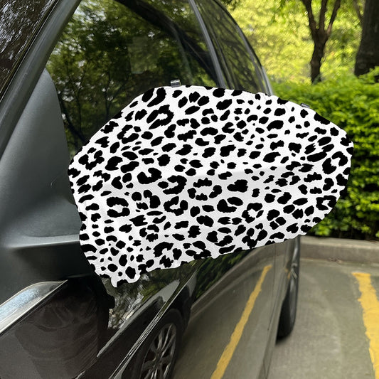 Black And White Jaguar Pattern Print Car Side Mirror Covers