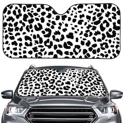 Black And White Jaguar Pattern Print Car Windshield Sun Shade