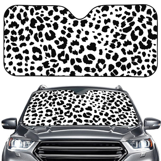 Black And White Jaguar Pattern Print Car Windshield Sun Shade