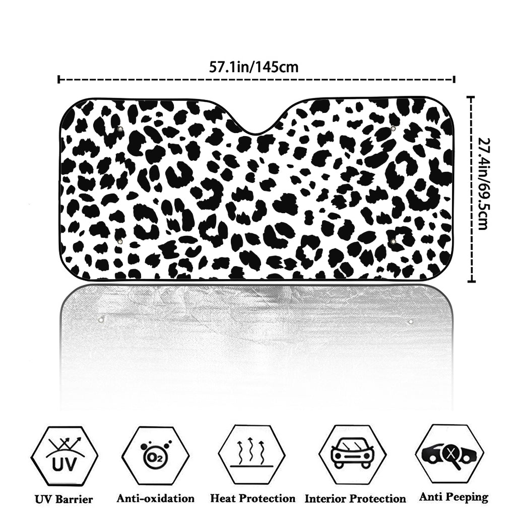 Black And White Jaguar Pattern Print Car Windshield Sun Shade