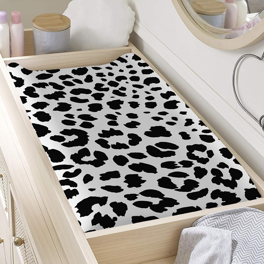 Black And White Jaguar Pattern Print Changing Pad Cover