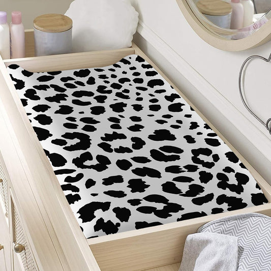 Black And White Jaguar Pattern Print Changing Pad Cover