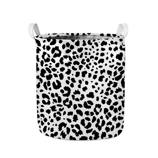 Black And White Jaguar Pattern Print Collapsible Laundry Basket