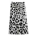 Black And White Jaguar Pattern Print Cotton Front Slit Maxi Skirt