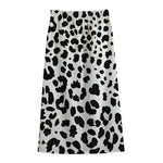 Black And White Jaguar Pattern Print Cotton Front Slit Maxi Skirt