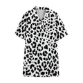 Black And White Jaguar Pattern Print Cotton Hawaiian Shirt