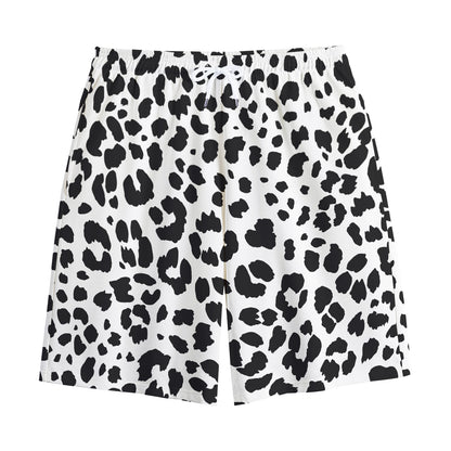 Black And White Jaguar Pattern Print Cotton Shorts