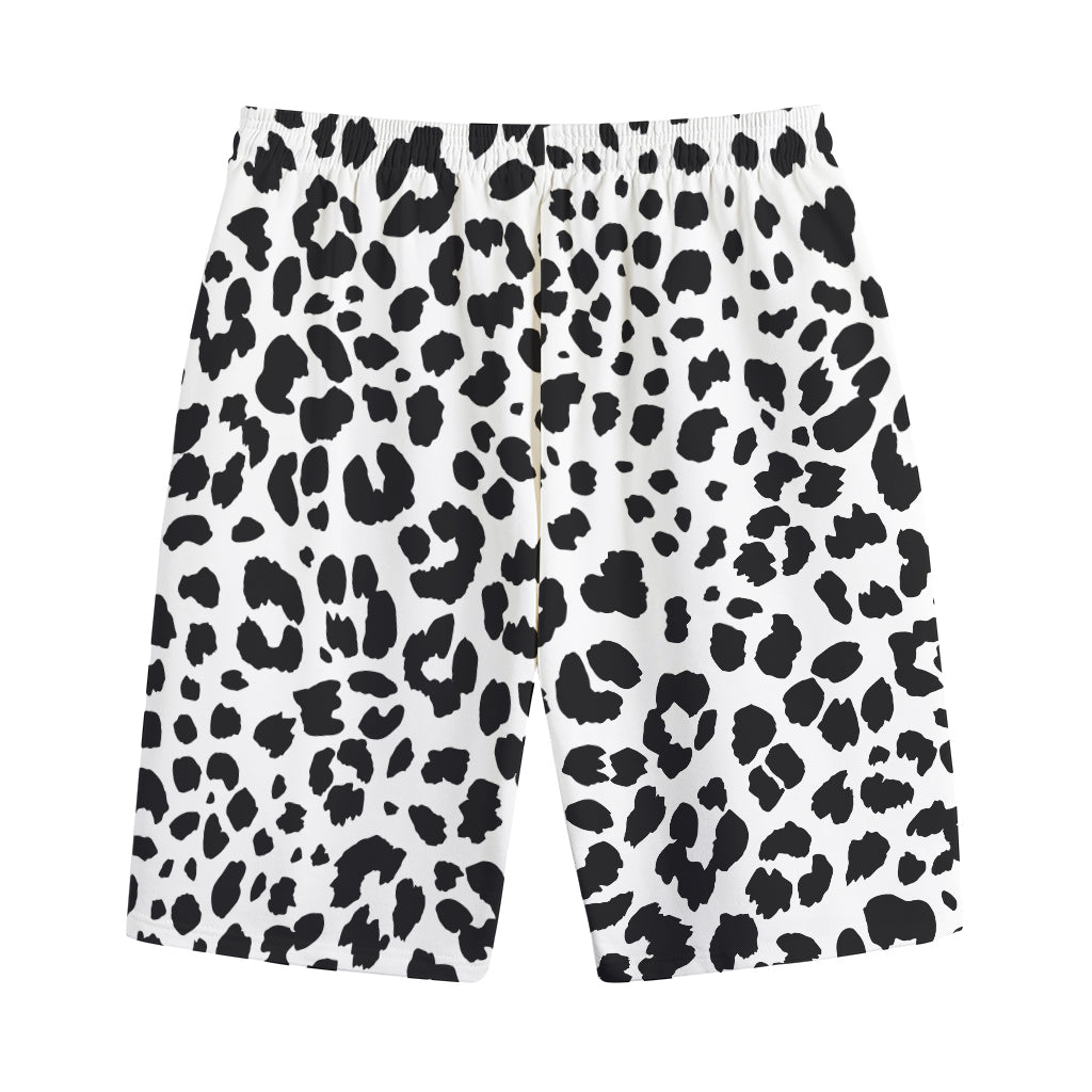 Black And White Jaguar Pattern Print Cotton Shorts