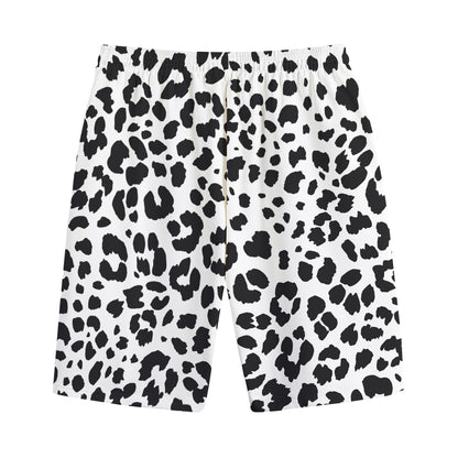 Black And White Jaguar Pattern Print Cotton Shorts